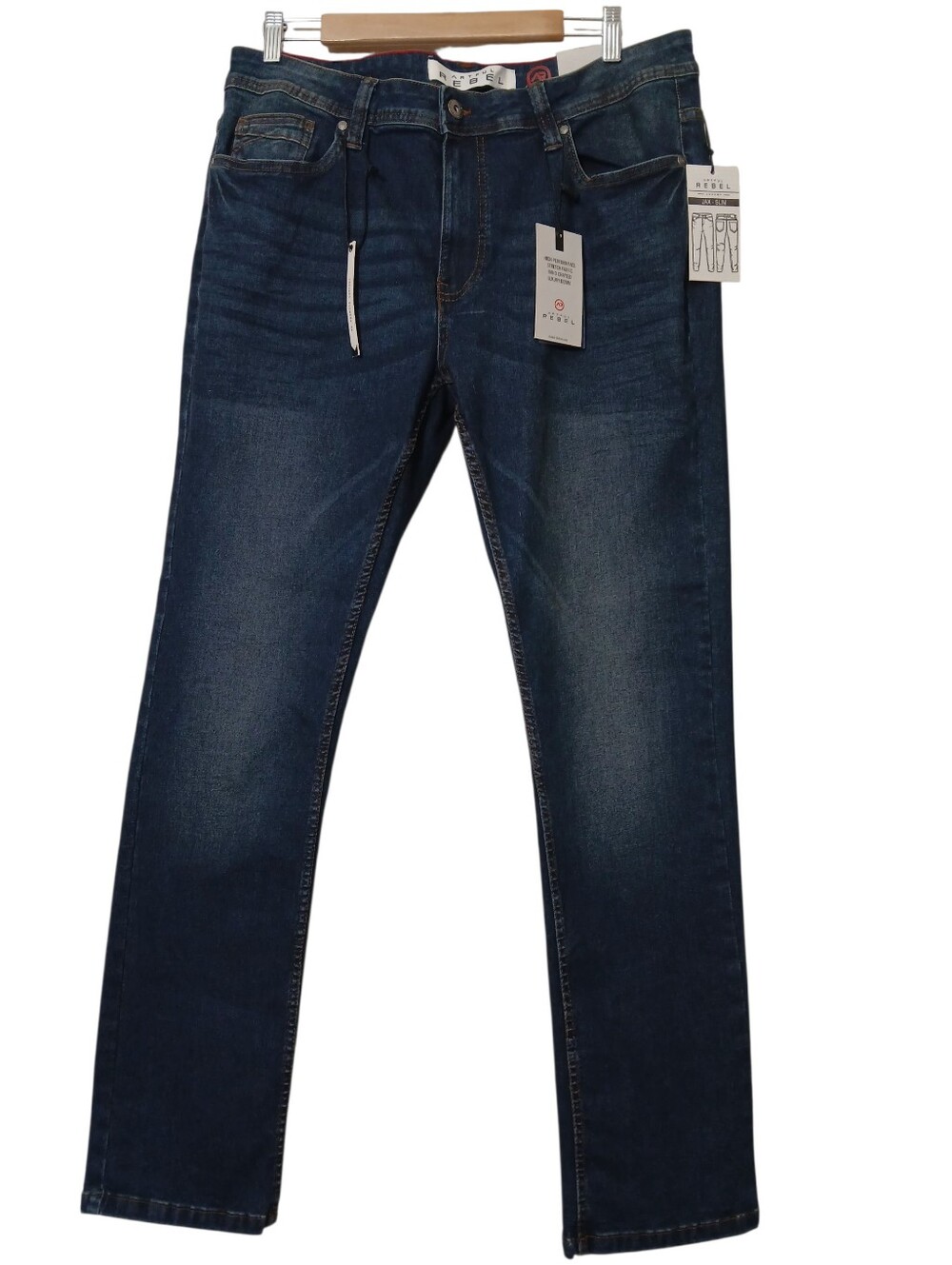 Artful Rebel Jax Slim Men's Jeans 36X32 Straight Stretch Blue Dark Wash Denim